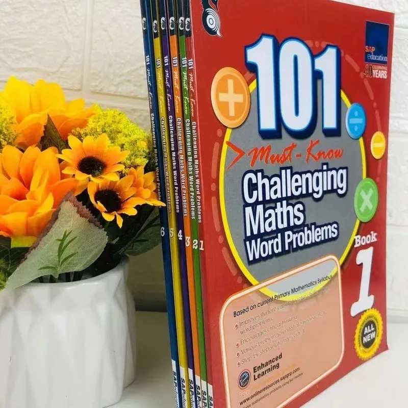 6pcs/Set Math Practice Books 101 Challenging Maths Singapore Primary School Grade1-6 Student English Word Math Training Books
6pcs/Set Math Practice Books 101 Challenging Maths Singapore Primary School Grade1-6 Student English Word Math Training Books