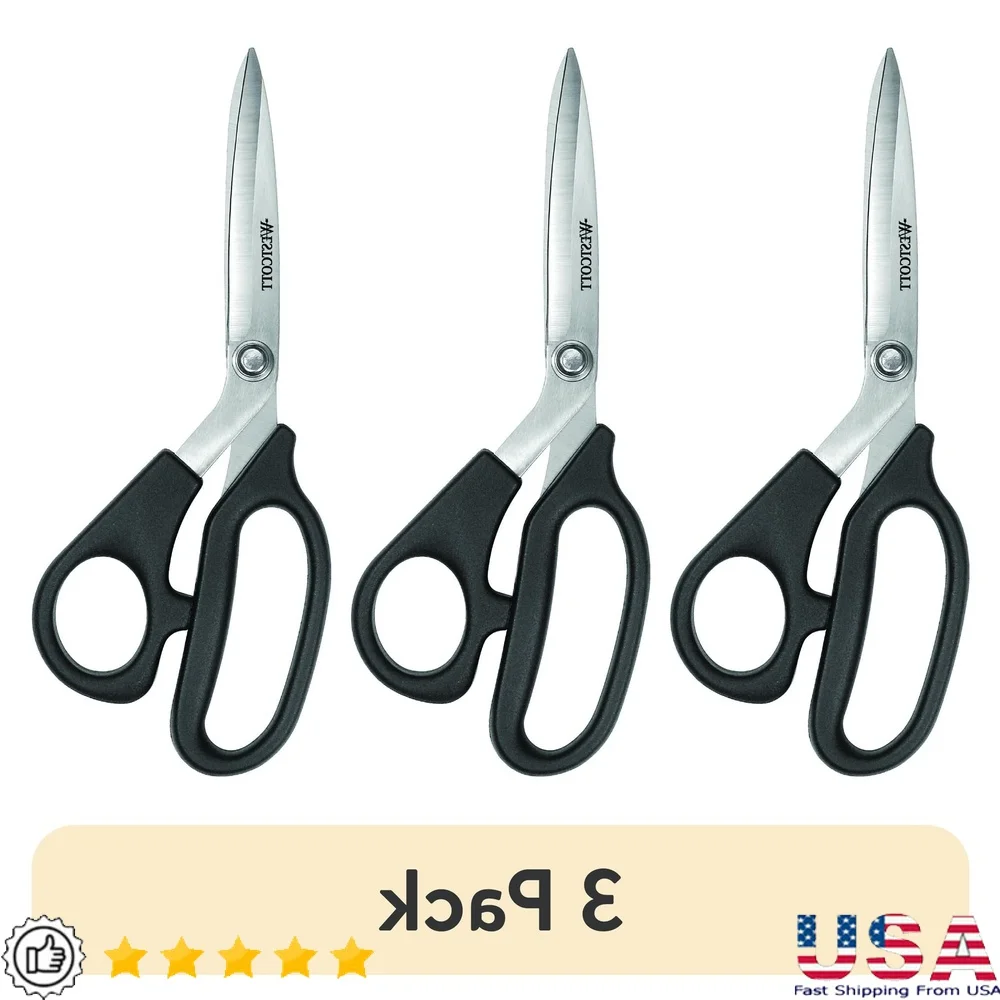 3 Pack All Purpose Plus 8 Inch Bent Handle Scissors Durable Stainless Steel Blades Multi-Purpose Home Office Classroom
3 Pack All Purpose Plus 8 Inch Bent Handle Scissors Durable Stainless Steel Blades Multi-Purpose Home Office Classroom