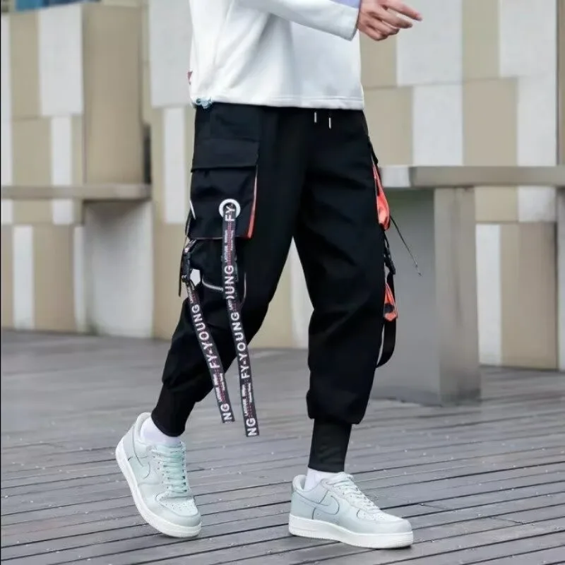 Модные мужские брюки-карго Harajuku, стильные Y2K, черные мужские брюки в стиле панк, готики, повседневные стильные уличные брюки с лентами
Модные мужские брюки-карго Harajuku, стильные Y2K, черные мужские брюки в стиле панк, готики, повседневные стильные уличные брюки с лентами