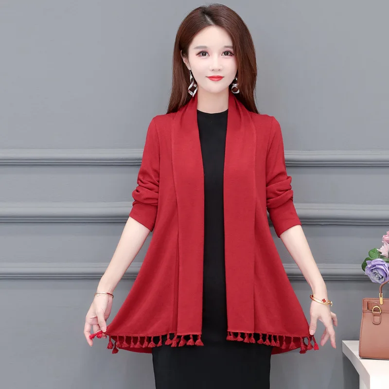 New 2024 Spring Autumn Thin Coat Shawl Mid-Length Long-Sleeved Fringed Elegant Women's Knitted Jacket Cardigan Tops Female
New 2024 Spring Autumn Thin Coat Shawl Mid-Length Long-Sleeved Fringed Elegant Women's Knitted Jacket Cardigan Tops Female