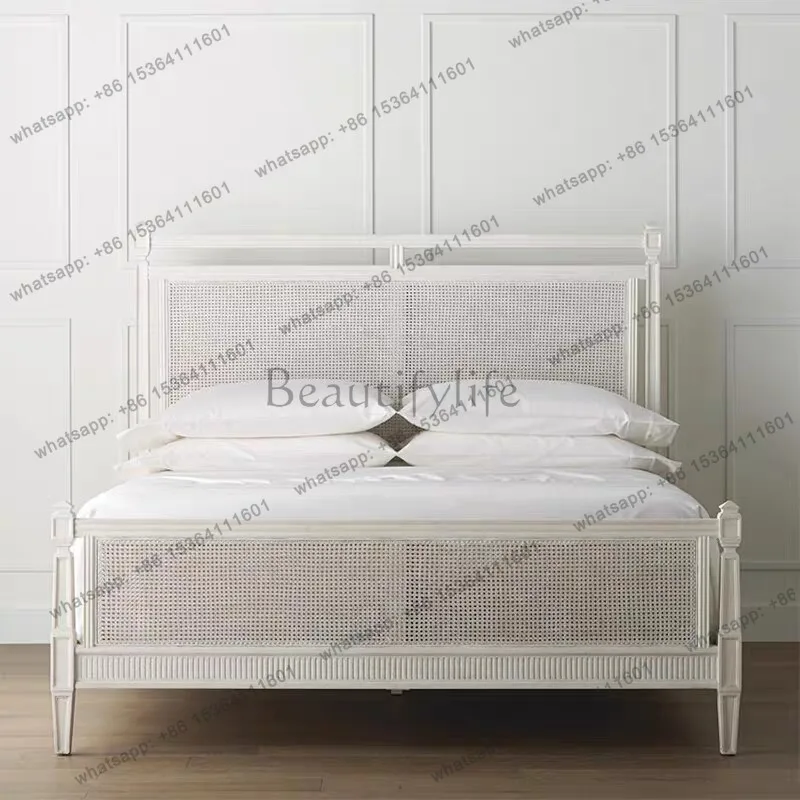 American rattan retro simple solid wood carving flower double French bed
American rattan retro simple solid wood carving flower double French bed