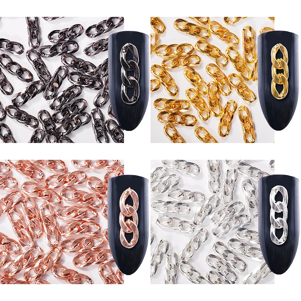 20Pcs Metal Chain Nail Metal Gems Black Gold Rose Gold Silver Nail Art Punk Rhinestones For Japanese DIY Designs Charms
20Pcs Metal Chain Nail Metal Gems Black Gold Rose Gold Silver Nail Art Punk Rhinestones For Japanese DIY Designs Charms