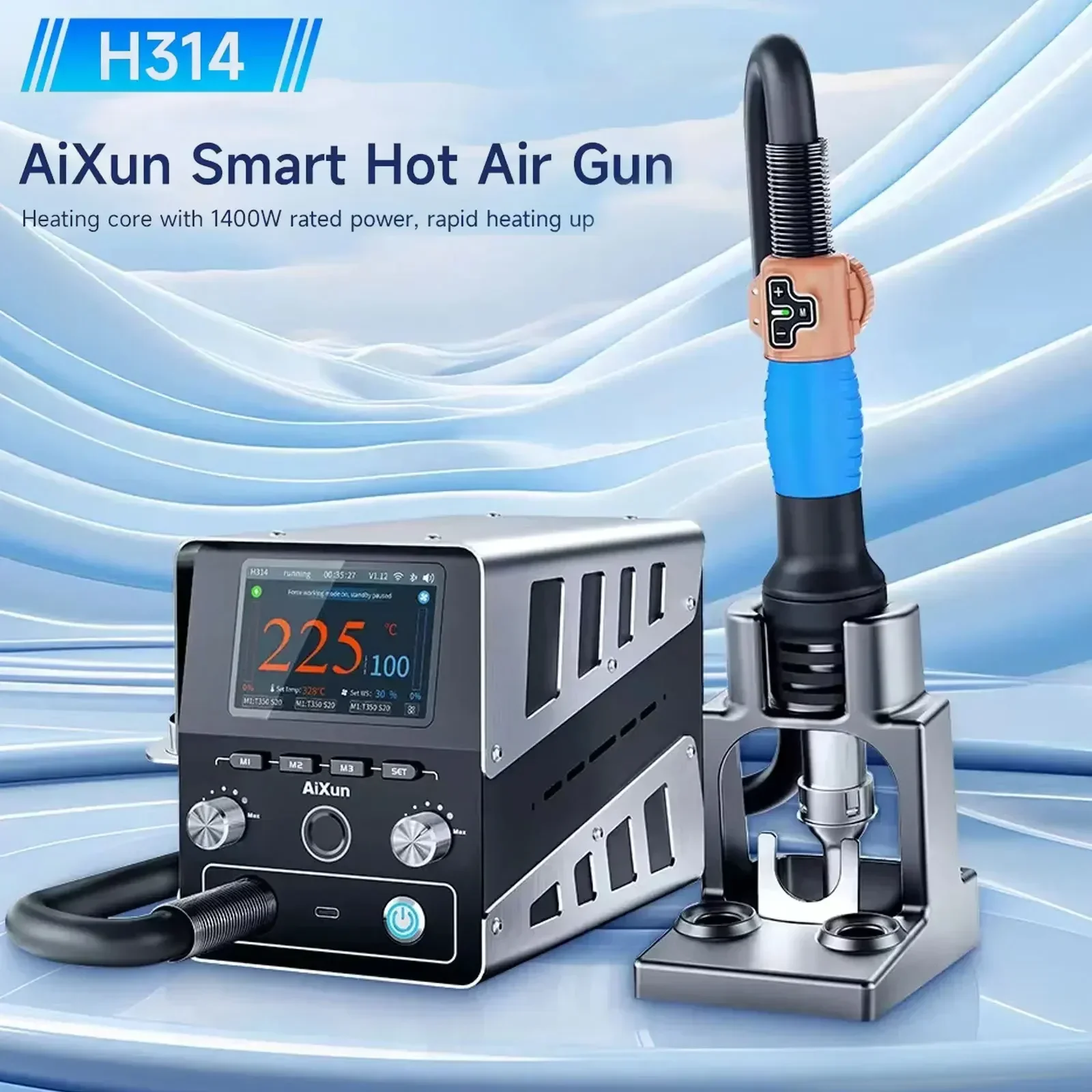 Aixun H314 Intelligent Hot Air Gun Soldering Station 1400W Digital High Power BGA Rework Heating Station For SMD BGA Repair
Aixun H314 Intelligent Hot Air Gun Soldering Station 1400W Digital High Power BGA Rework Heating Station For SMD BGA Repair