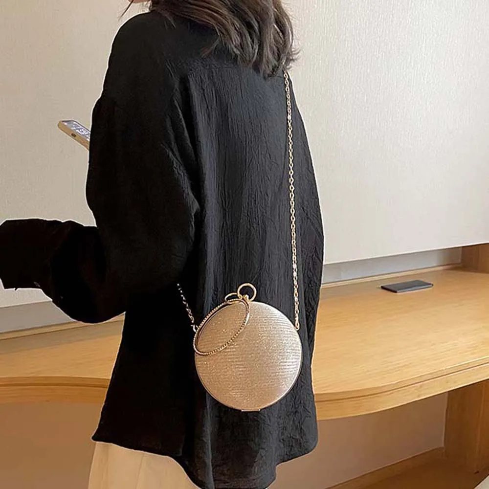Shoulder Bag Elegant Spherical Chain Handbag Felt Shiny Small Round Bag Polyester Large Capacity Ladies Clutch Pouch Party
Shoulder Bag Elegant Spherical Chain Handbag Felt Shiny Small Round Bag Polyester Large Capacity Ladies Clutch Pouch Party