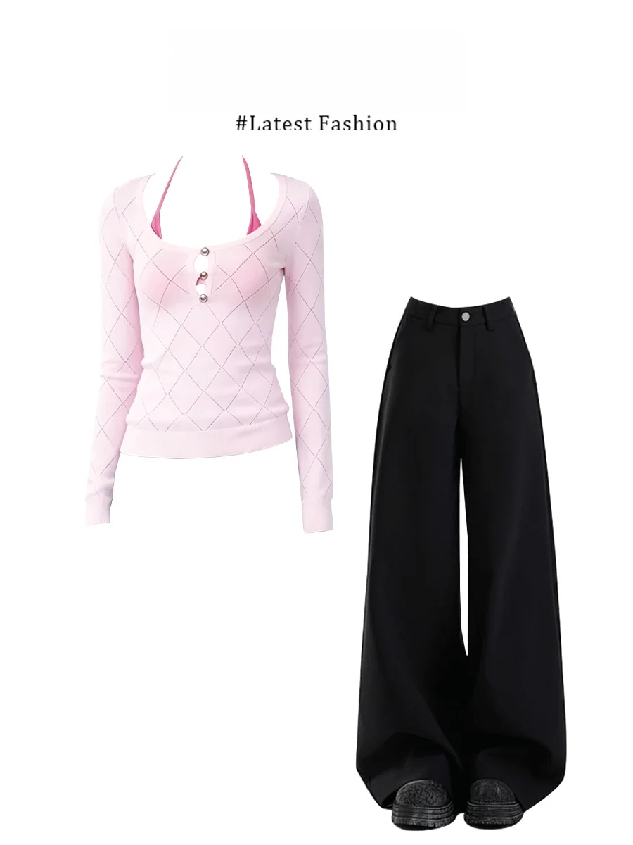 Parkyeon Korean Style Pure Desire Knitted T-Shirt Top Casual Pants Set Photography Atmosphere Grid Pattern Summer Fashion
Parkyeon Korean Style Pure Desire Knitted T-Shirt Top Casual Pants Set Photography Atmosphere Grid Pattern Summer Fashion