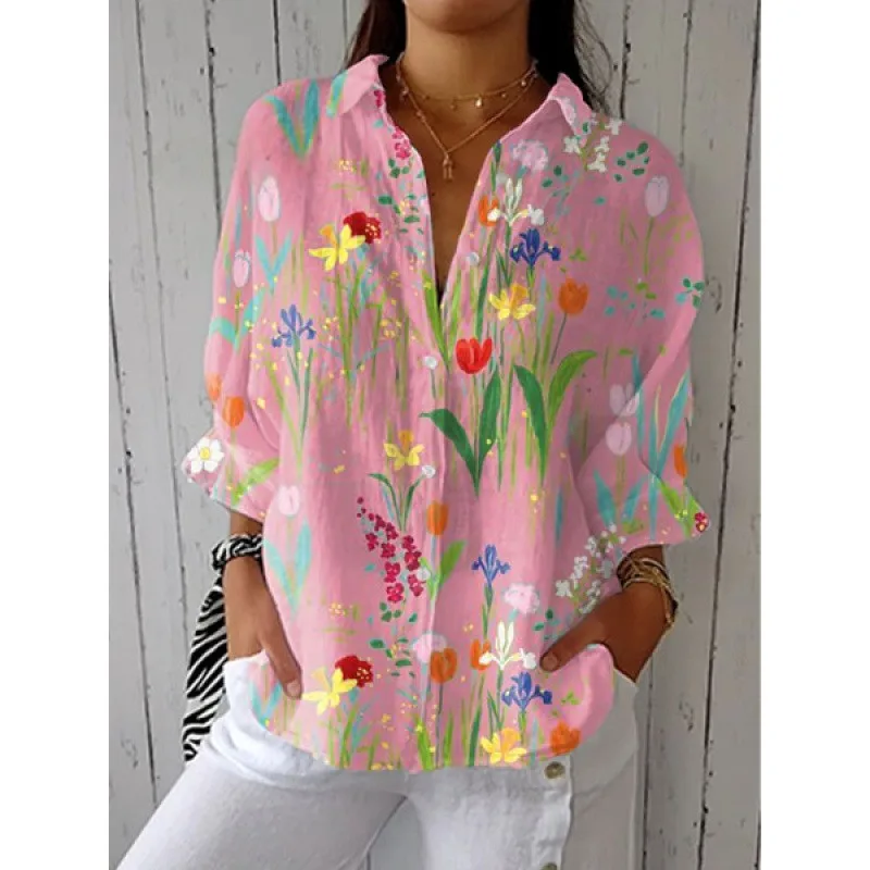 Women's Blouse Printed Long Sleeve Geometric Print Blouses Pink Floral Print Button Down Shirt Loose Fit Notched Collar Casual
Women's Blouse Printed Long Sleeve Geometric Print Blouses Pink Floral Print Button Down Shirt Loose Fit Notched Collar Casual