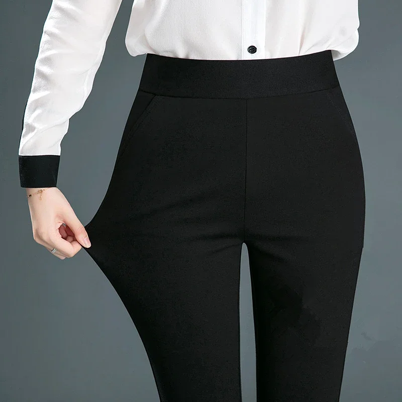 New Autumn Women's Blue High Elasticity Trousers, Black Asian Size Fat Girls Stretch Horn Pants, High Waist Slacks Pantalones.
New Autumn Women's Blue High Elasticity Trousers, Black Asian Size Fat Girls Stretch Horn Pants, High Waist Slacks Pantalones.