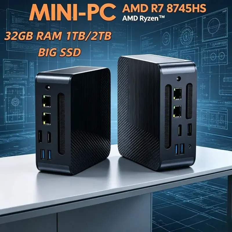 Mini Office Workstation Compact Ryzen 7 8745HS Dual 2.5G LAN DDR5 NVMe HD DP Type-C Multi Monitor Win11 Server PC
Mini Office Workstation Compact Ryzen 7 8745HS Dual 2.5G LAN DDR5 NVMe HD DP Type-C Multi Monitor Win11 Server PC