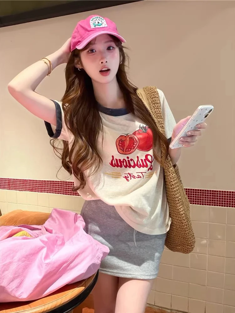 Retro Printed Letter Short Sleeve T-Shirt Women's Loose round Neck Color Block Versatile Student Top Trendy Summer New Arrival
Retro Printed Letter Short Sleeve T-Shirt Women's Loose round Neck Color Block Versatile Student Top Trendy Summer New Arrival
