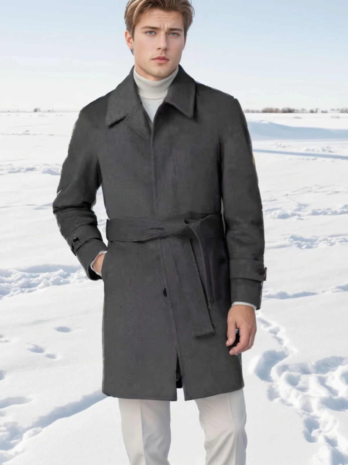 Men's Faionable Mid-Length Tweed Coat with Belt Charismatic Lapel Single Button Closure Pure Color Commute Suitable
Men's Faionable Mid-Length Tweed Coat with Belt Charismatic Lapel Single Button Closure Pure Color Commute Suitable