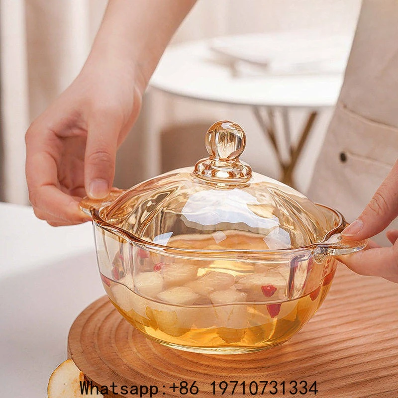 Plum Blossom Binaural Glass Pot Instant Noodle Bowl with Glass Lid
Plum Blossom Binaural Glass Pot Instant Noodle Bowl with Glass Lid