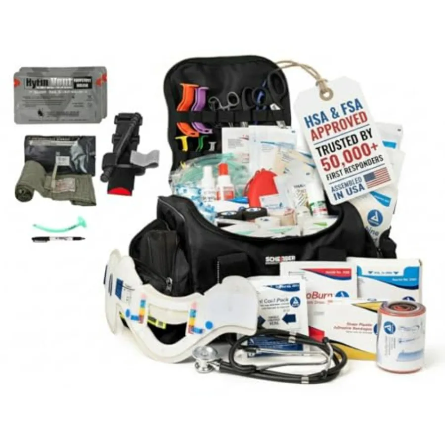 Fully-Stocked First Responder Bag for EMT/EMS Trauma and Bleeding Control Black Medical Kit with CAT Tourniquet HyFin Chest Sea
Fully-Stocked First Responder Bag for EMT/EMS Trauma and Bleeding Control Black Medical Kit with CAT Tourniquet HyFin Chest Sea