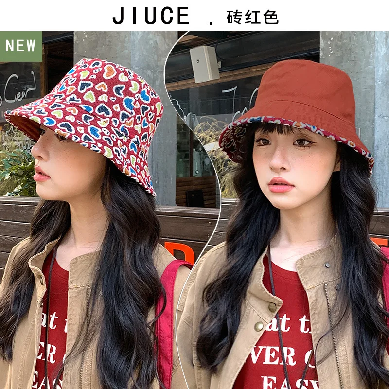 Fisherman's Hat New double-sided Wearing heart-shaped Basin Hat For women's Leisure Travel Cute Versatile Sun Hat 4m899
Fisherman's Hat New double-sided Wearing heart-shaped Basin Hat For women's Leisure Travel Cute Versatile Sun Hat 4m899