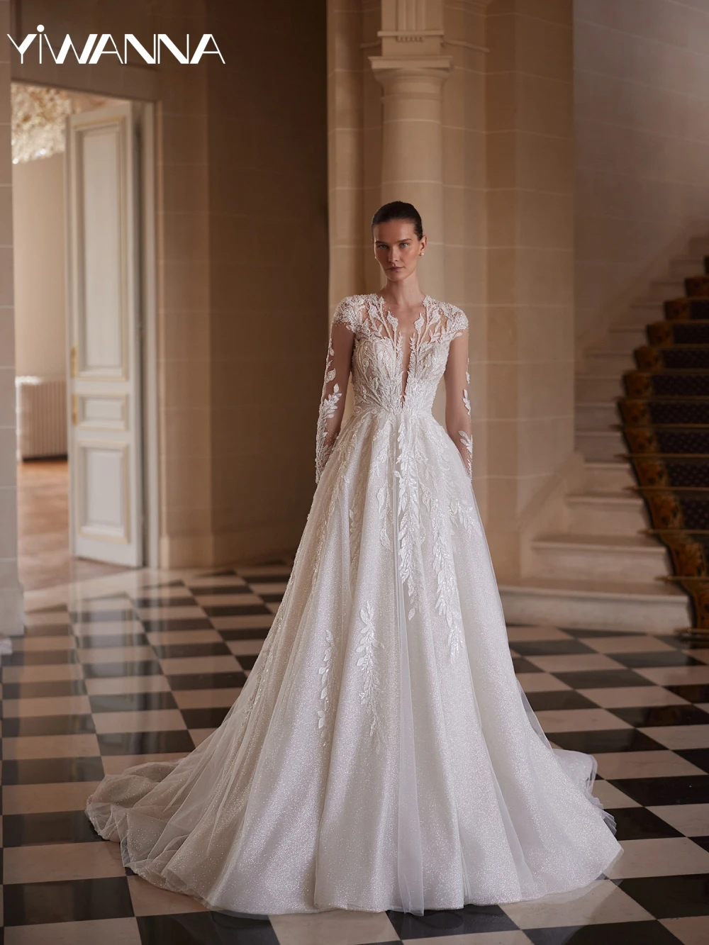 Beaded Lace Appliques Wedding Dress Glitter Tulle A-line Long Bridal Gown 2025 Customized Illusion Long Sleeve Dresses For Bride
Beaded Lace Appliques Wedding Dress Glitter Tulle A-line Long Bridal Gown 2025 Customized Illusion Long Sleeve Dresses For Bride