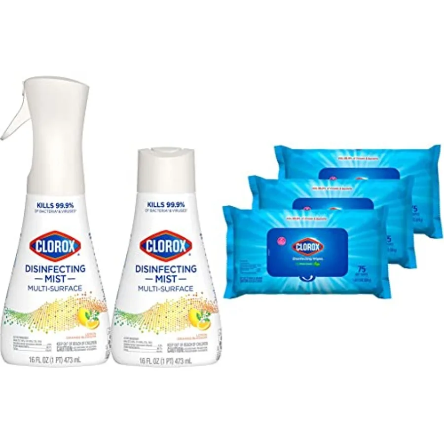 Clorox Cleaning Bundle Disinfecting Mist Lemon and Orange Blossom Scent 1 Spray Bottle and 1 Refill, 16 Fl Oz Each Disinfecting
Clorox Cleaning Bundle Disinfecting Mist Lemon and Orange Blossom Scent 1 Spray Bottle and 1 Refill, 16 Fl Oz Each Disinfecting