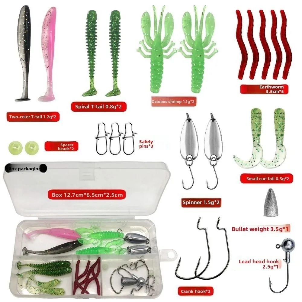 Tackle Box Artificial Soft Fishing Bait Crank Hook Storage Box Soft Fishing Lures Kit Hook Set Bait Silicone Soft Lures Hooks
Tackle Box Artificial Soft Fishing Bait Crank Hook Storage Box Soft Fishing Lures Kit Hook Set Bait Silicone Soft Lures Hooks