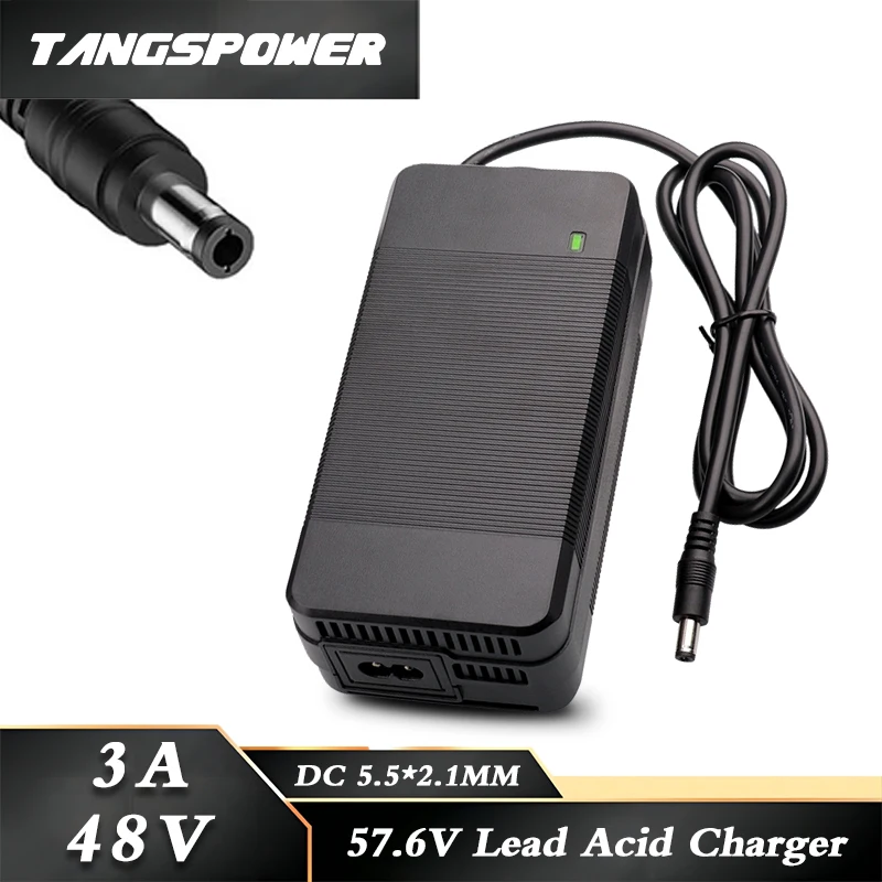 48V 3A Lead Acid Battery Charger For 57.6V E-bike Lead-acid Battery Pack Fast Charging DC 5.5*2.1MM Connector With Cooling Fan
48V 3A Lead Acid Battery Charger For 57.6V E-bike Lead-acid Battery Pack Fast Charging DC 5.5*2.1MM Connector With Cooling Fan