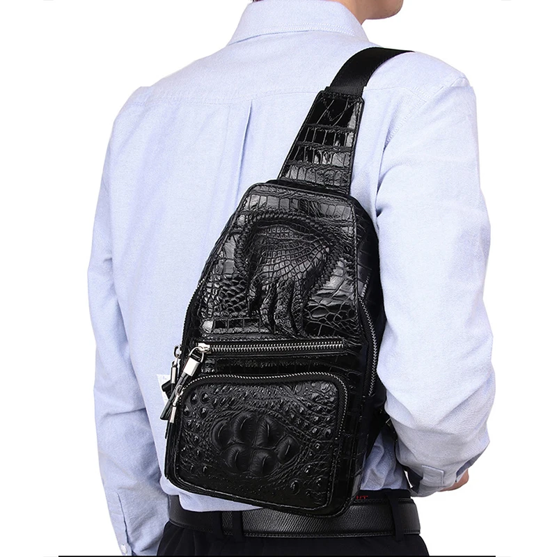 Men'S Chest Bag Genuine Leather Crocodile Emboss Top Layer Cowhide Vintage Backpack Chest Pack Cross Shoulder Bag Wallet Male
Men'S Chest Bag Genuine Leather Crocodile Emboss Top Layer Cowhide Vintage Backpack Chest Pack Cross Shoulder Bag Wallet Male