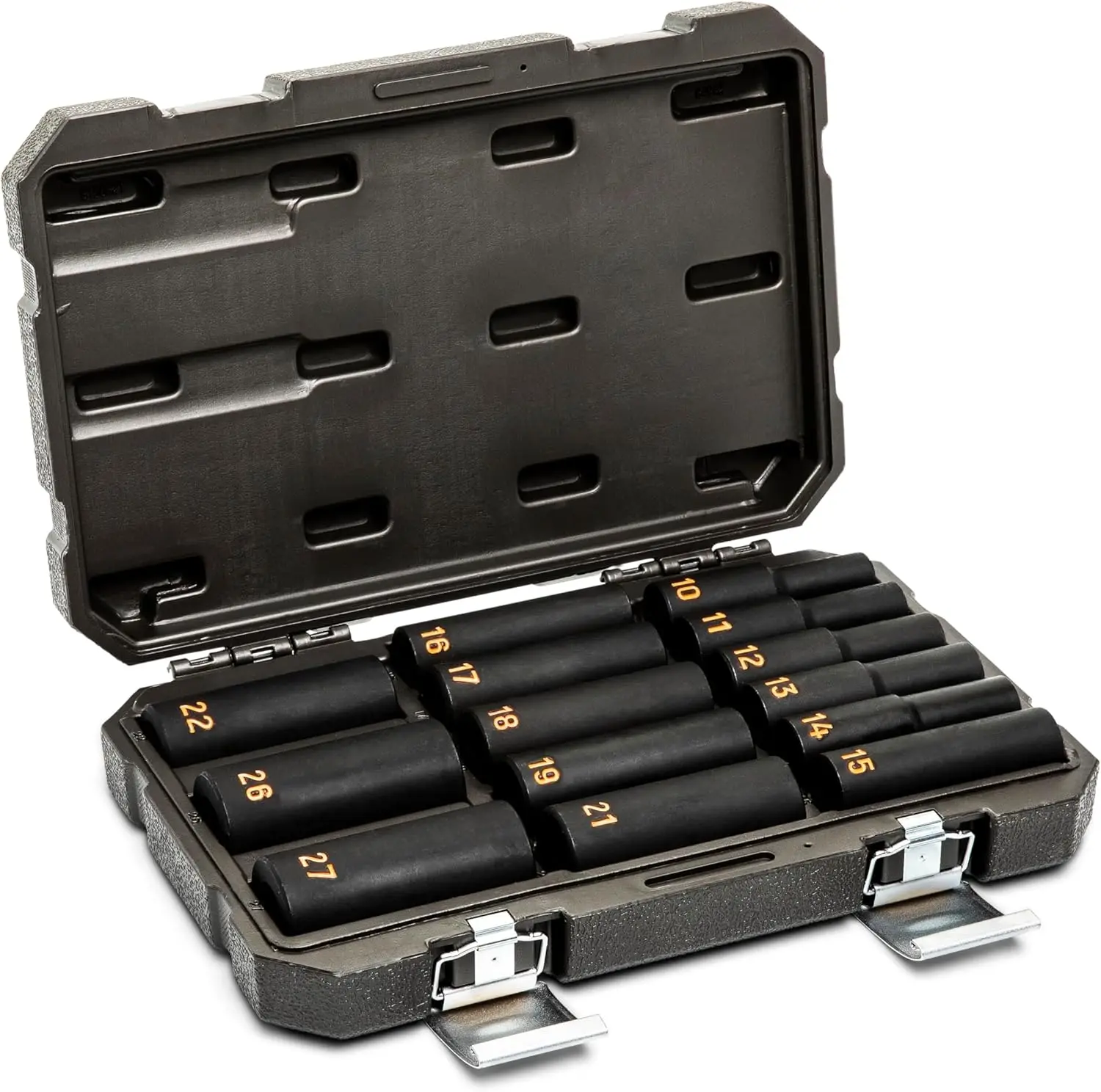 14 Piece 1/2" Drive 6 Point Metric Hi-Viz Deep Impact Socket Set | 84955H
14 Piece 1/2" Drive 6 Point Metric Hi-Viz Deep Impact Socket Set | 84955H
