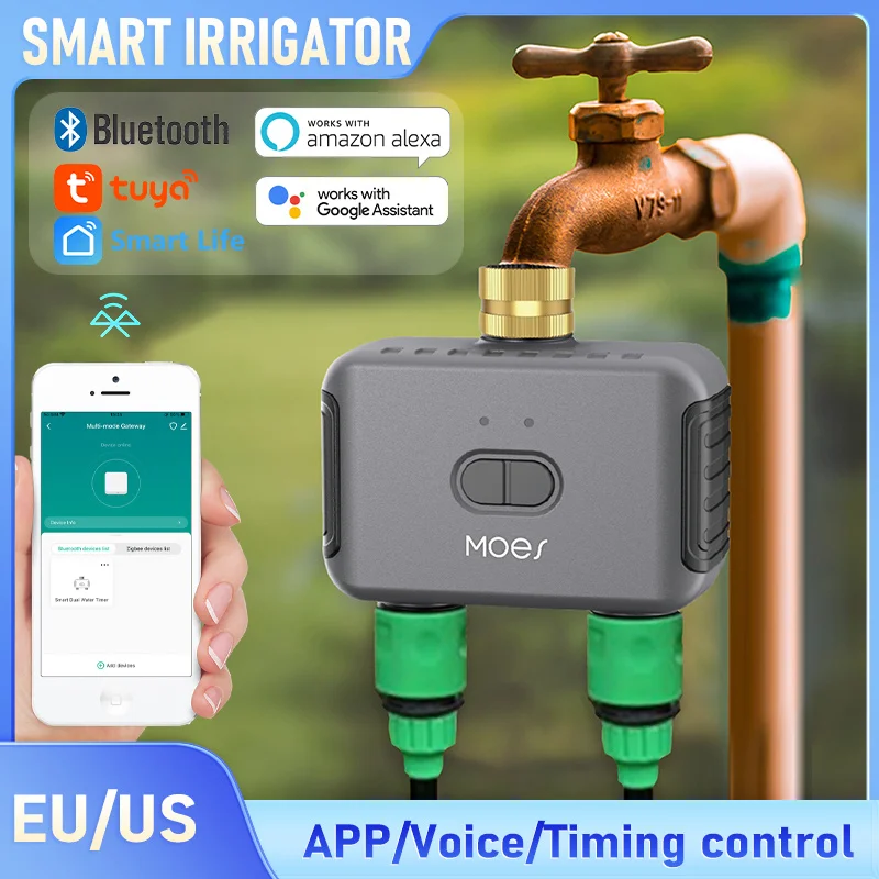 Tuya Smart Blutooth Irrigator 2 Way Drip Irrigation System with Timer,Automatic Home Garden Watering with APP Control 
Tuya Smart Blutooth Irrigator 2 Way Drip Irrigation System with Timer,Automatic Home Garden Watering with APP Control