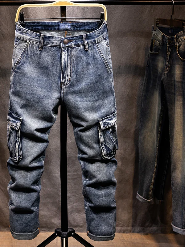 Retro Washed Men's Workwear Jeans Loose Straight Leg Trousers Multi-Pocket Denim Pants Casual Wear Resistant for Spring Autumn
Retro Washed Men's Workwear Jeans Loose Straight Leg Trousers Multi-Pocket Denim Pants Casual Wear Resistant for Spring Autumn