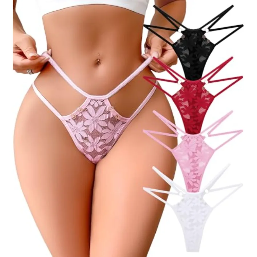 G-String Thongs for Women Sexy Lace Floral Hollow Out Cheeky Underwear Breathable No Show Invisible Panties 4 Pack
G-String Thongs for Women Sexy Lace Floral Hollow Out Cheeky Underwear Breathable No Show Invisible Panties 4 Pack