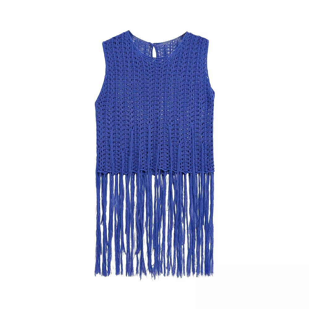  KONDALA женский осенний синий вязаный топ без рукавов с кисточками и круглым вырезом, ажурный топ 2025 г., модный летний повседневный пляжный топ для отдыха и отдыха
KONDALA женский осенний синий вязаный топ без рукавов с кисточками и круглым вырезом, ажурный топ 2025 г., модный летний повседневный пляжный топ для отдыха и отдыха