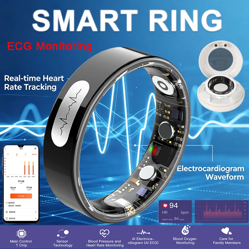 2026 New ECG Smart Ring With Charge Case, Blood Pressure,Heart Rate,Sleep Monitor,5ATM+IP68 Waterproof Multiple Sport Modes Ring
2026 New ECG Smart Ring With Charge Case, Blood Pressure,Heart Rate,Sleep Monitor,5ATM+IP68 Waterproof Multiple Sport Modes Ring