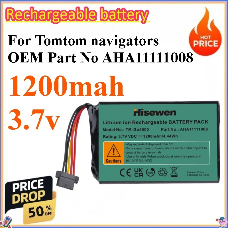 2pcs 1200mah 3.7v Battery for Tom Tom Navigators OEM Part No AHA11111008 TM-Go5000
2pcs 1200mah 3.7v Battery for Tom Tom Navigators OEM Part No AHA11111008 TM-Go5000