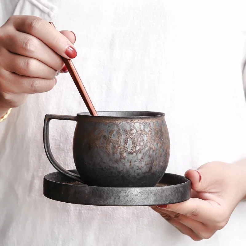 260ml creative retro mug with spoon simple ceramic couple water cup office Japanese handmade stoneware coffee cup and saucer
260ml creative retro mug with spoon simple ceramic couple water cup office Japanese handmade stoneware coffee cup and saucer