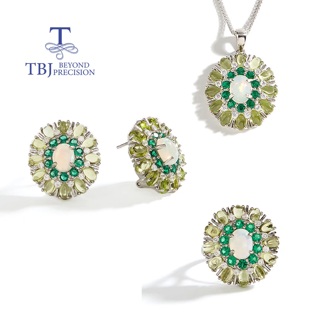 925 sterling silver ring earrings necklace natural Opal Peridot oval gemstones pendant fine jewelry set for women Proposal gifts
925 sterling silver ring earrings necklace natural Opal Peridot oval gemstones pendant fine jewelry set for women Proposal gifts