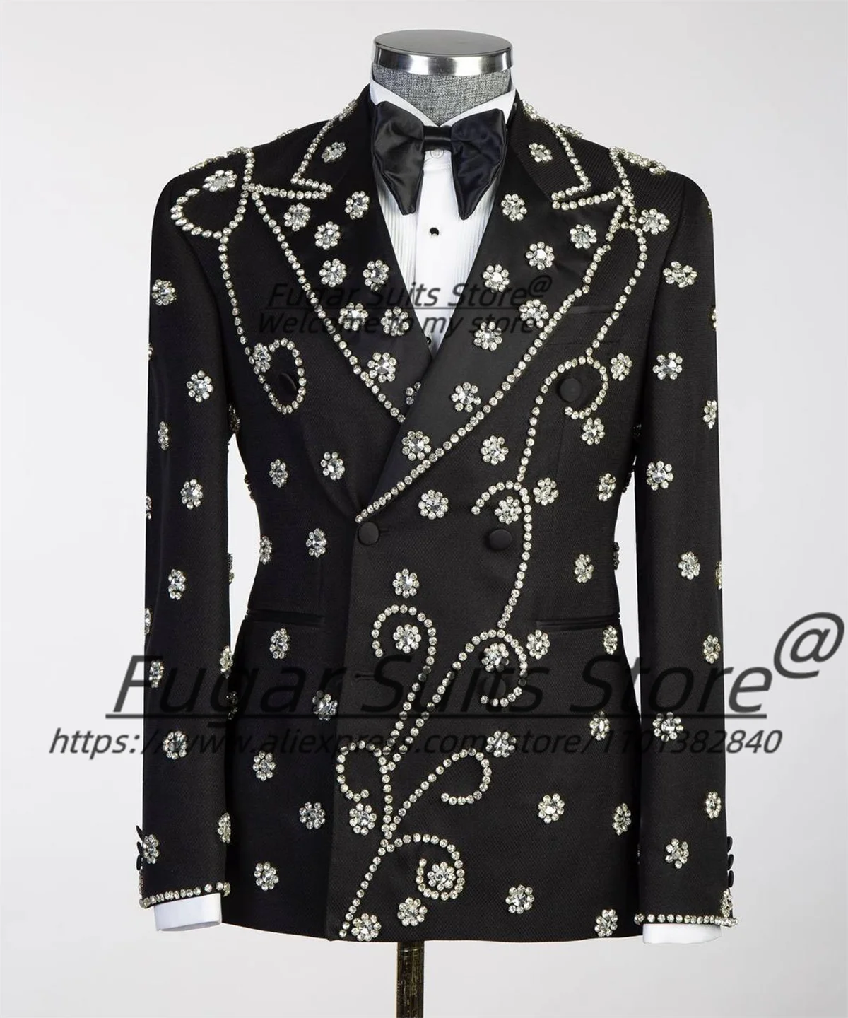 Luxurious Rhinestone Slim Fit Men Suits Customized Groom Wedding Tuxedos 2 Pieces Sets Party Male Blazers Fashion Costumes Homme
Luxurious Rhinestone Slim Fit Men Suits Customized Groom Wedding Tuxedos 2 Pieces Sets Party Male Blazers Fashion Costumes Homme