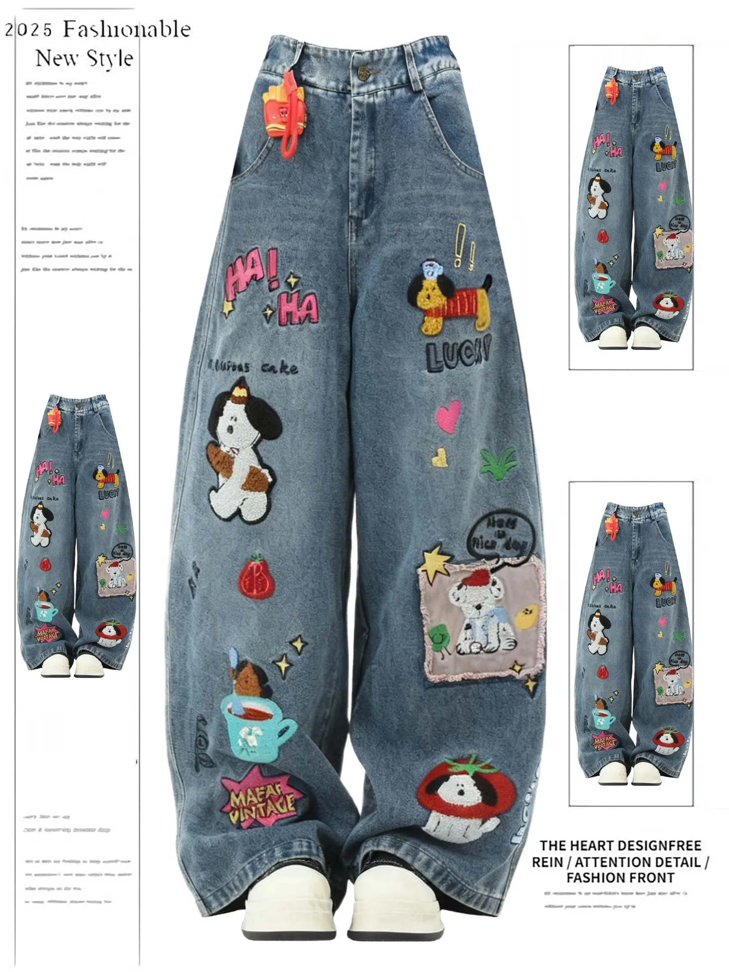 Retro American Towel Embroidery Jeans Loose Wide Leg Pants High Waist Zipper Closure Winter Design for Men And Women
Retro American Towel Embroidery Jeans Loose Wide Leg Pants High Waist Zipper Closure Winter Design for Men And Women