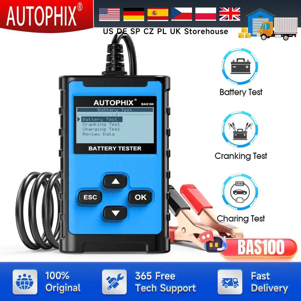 Autophix BAS100 12/24 В тестер автомобильного аккумулятора, схема быстрой зарядки, анализатор зарядного устройства для проверки нагрузки, тест автомобильной аккумуляторной системы PK BM550
Autophix BAS100 12/24 В тестер автомобильного аккумулятора, схема быстрой зарядки, анализатор зарядного устройства для проверки нагрузки, тест автомобильной аккумуляторной системы PK BM550
