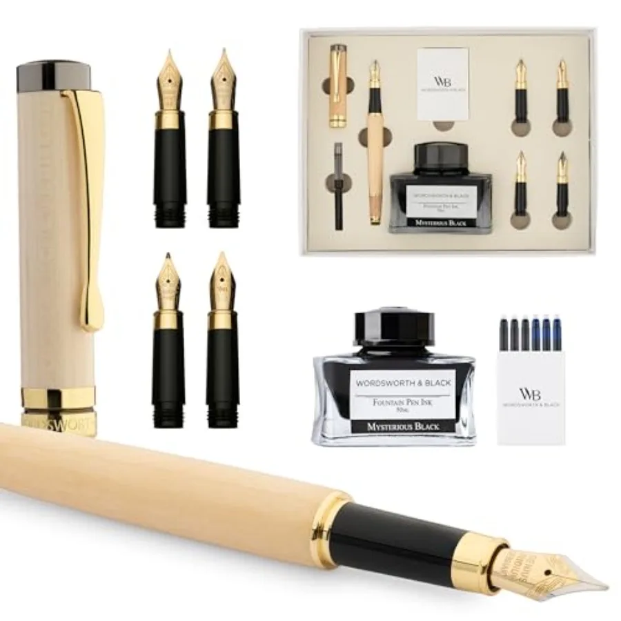 Fountain Pen Gift Set Includes Ink Bottle 6 Ink Cartridges Ink Refill Converter 4 Replacement Nibs Luxury Bamboo Journaling Cal
Fountain Pen Gift Set Includes Ink Bottle 6 Ink Cartridges Ink Refill Converter 4 Replacement Nibs Luxury Bamboo Journaling Cal