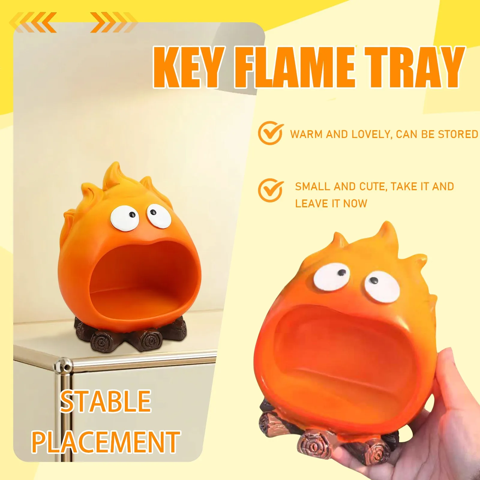 15CM Cute Flame Character Keychain Bowl - Small Item Holder And Key Tray For Entry Table, Desktop Organizer For Keys, Remote
15CM Cute Flame Character Keychain Bowl - Small Item Holder And Key Tray For Entry Table, Desktop Organizer For Keys, Remote