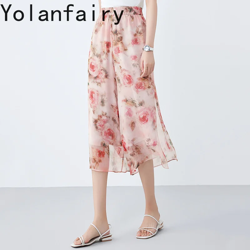 YOLANFAIRY Elegant 100% Real Mulberry Silk Pants Woman Clothes 2026 Summer Satin Wide Leg Pants Calf-length Holiday Floral Pants
YOLANFAIRY Elegant 100% Real Mulberry Silk Pants Woman Clothes 2026 Summer Satin Wide Leg Pants Calf-length Holiday Floral Pants