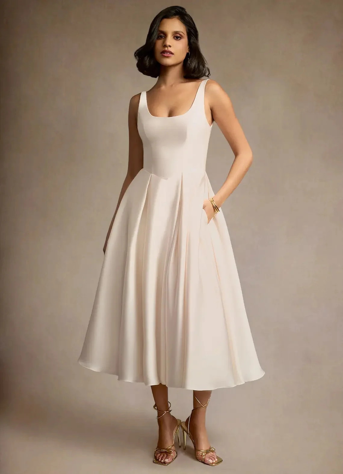 Customized Classic Jersey Draped A-line Spaghetti strap Midi Dresses Bespoke Occasion Dresses Modern Style Simple High quality 
Customized Classic Jersey Draped A-line Spaghetti strap Midi Dresses Bespoke Occasion Dresses Modern Style Simple High quality