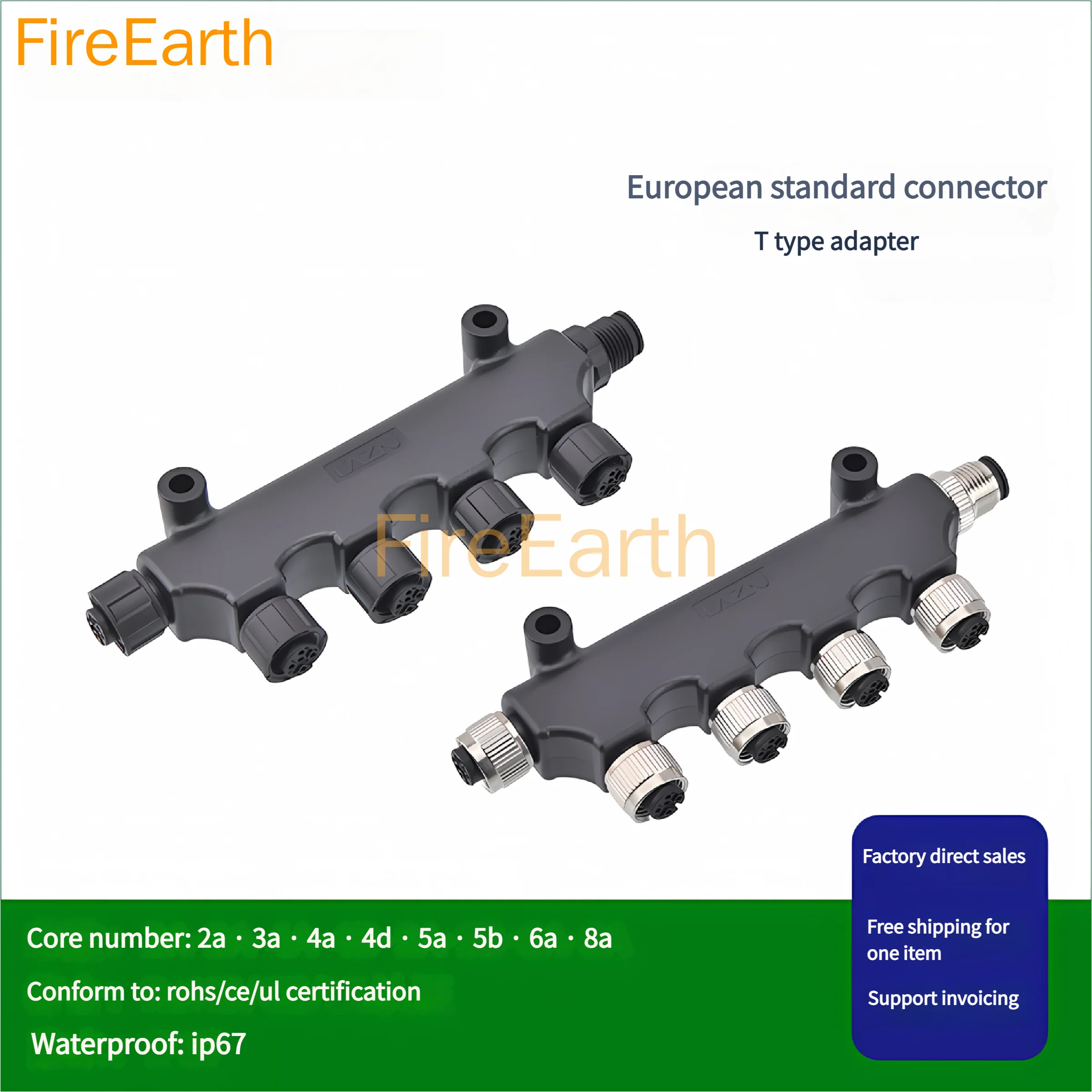 M12 Waterproof Connector T-type 6-position Adapter Plastic 5-core Hole Type Aviation Plug Metal Port 1 to 5
M12 Waterproof Connector T-type 6-position Adapter Plastic 5-core Hole Type Aviation Plug Metal Port 1 to 5
