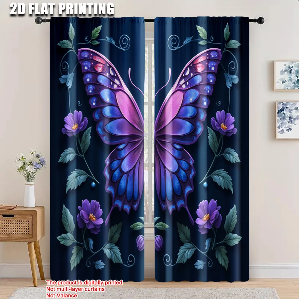 2pcs, 2D flat printing Window Curtains Colorful butterflies and flowers Light Filter Family Party Decoration for Indoor
2pcs, 2D flat printing Window Curtains Colorful butterflies and flowers Light Filter Family Party Decoration for Indoor