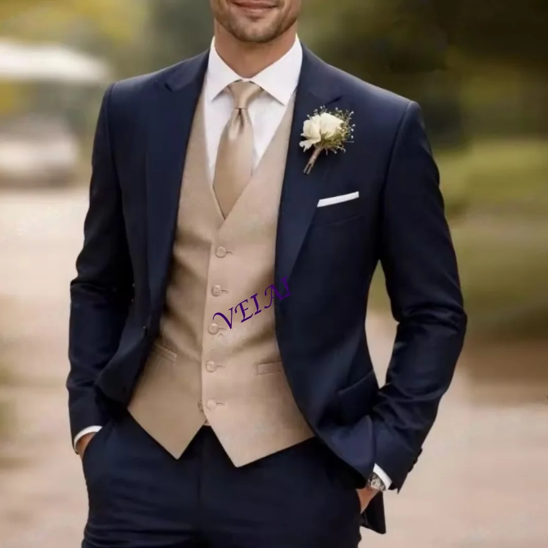 CustomizedNew Navy Blue And Beige Formal Men Suit Groom Groomsman Wedding Party Prom Business Male Tuxedos 3 Piece Set Blazer Ve
CustomizedNew Navy Blue And Beige Formal Men Suit Groom Groomsman Wedding Party Prom Business Male Tuxedos 3 Piece Set Blazer Ve
