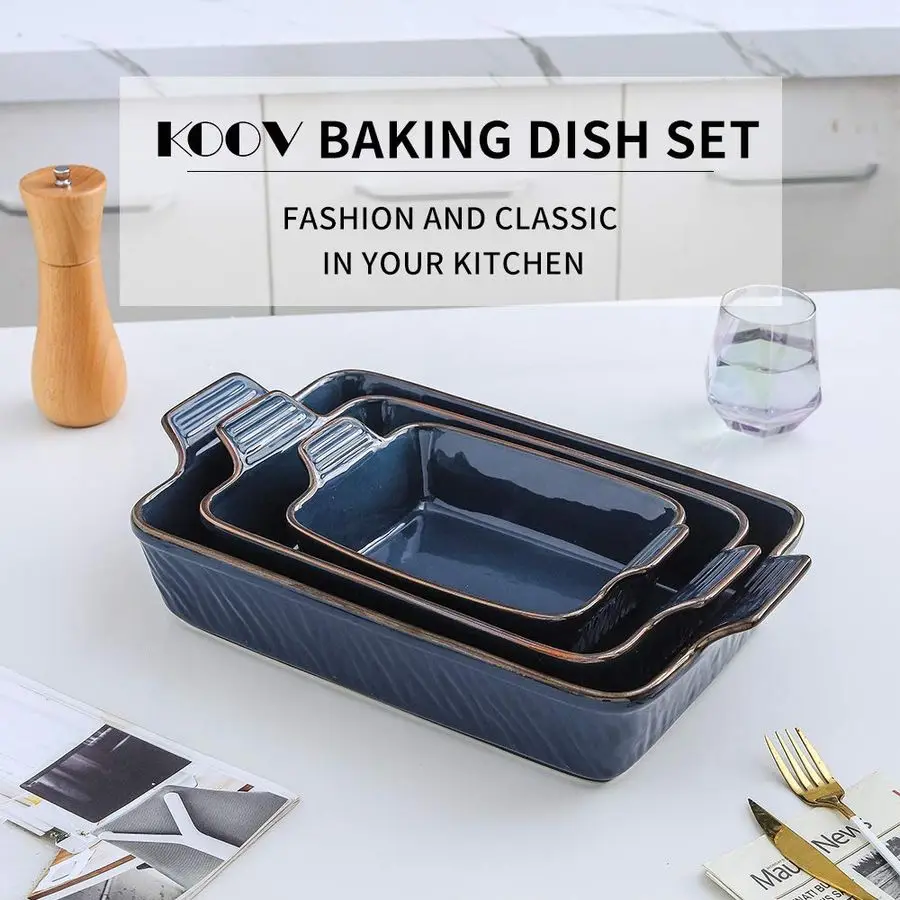 Bakeware Set, Ceramic Baking Dish, Rectangular Lasagna Pans for Cooking, Cake Dinner, Kitchen, 9 x 13 Inches, Texture Series 3Pi
Bakeware Set, Ceramic Baking Dish, Rectangular Lasagna Pans for Cooking, Cake Dinner, Kitchen, 9 x 13 Inches, Texture Series 3Pi
