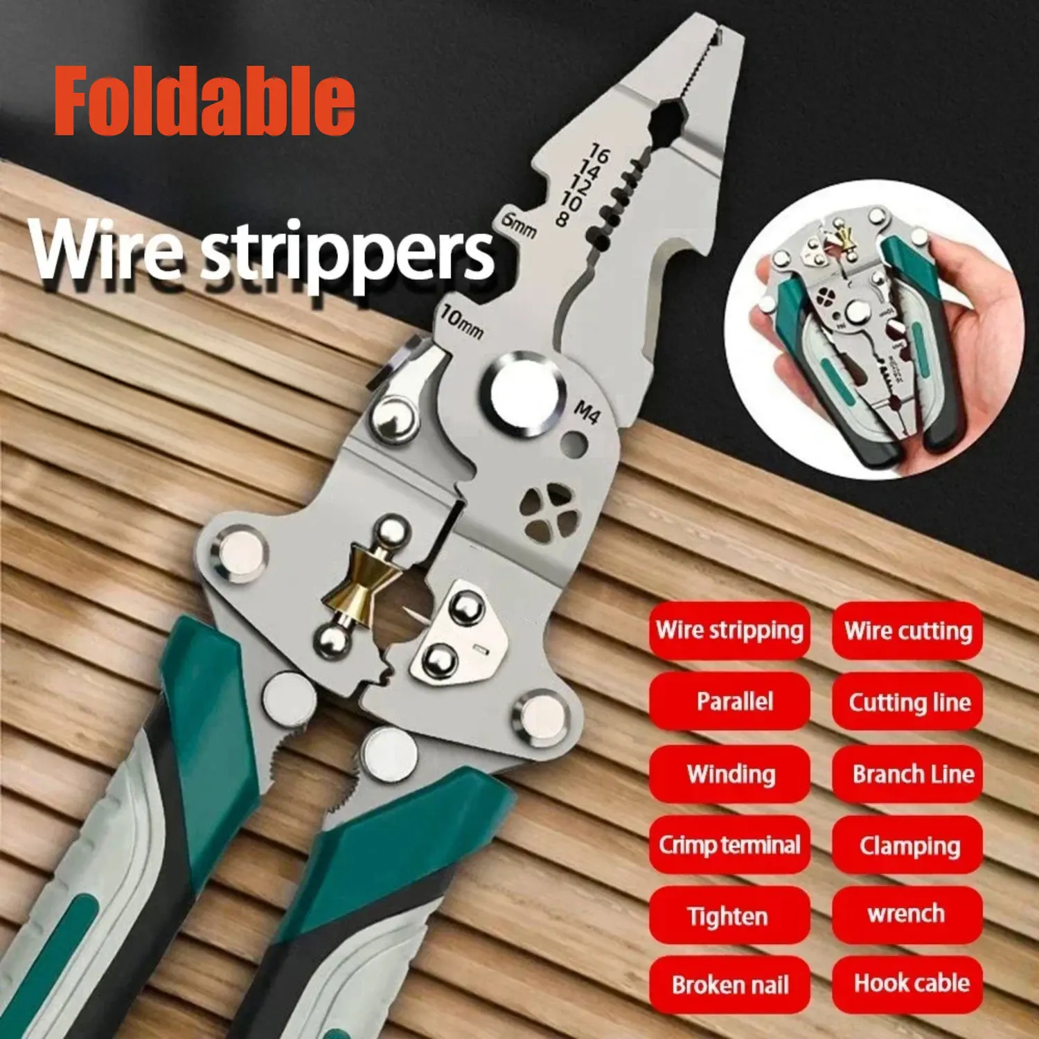 Multifunctional Foldable Wire Stripper Crimper Cable Cutter Pliers Electrician Cable Cutting Wiring Pulling Stripping Tools
Multifunctional Foldable Wire Stripper Crimper Cable Cutter Pliers Electrician Cable Cutting Wiring Pulling Stripping Tools