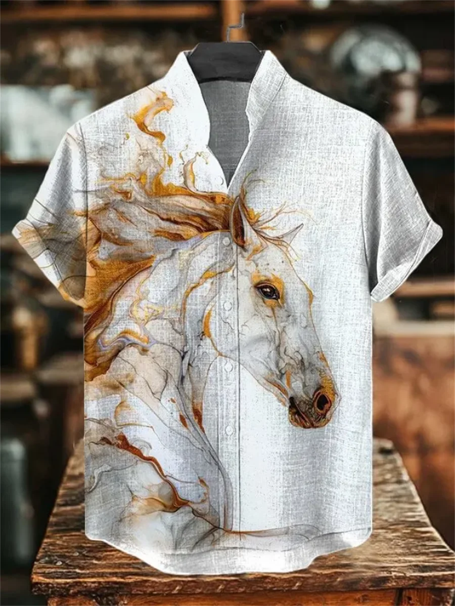 Animal pattern men's short sleeved linen shirt, button design, digital printing, casual and comfortable, fashionable dressing
Animal pattern men's short sleeved linen shirt, button design, digital printing, casual and comfortable, fashionable dressing