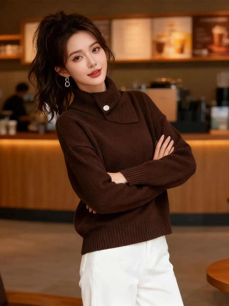 Caramel Thickened High Collar Loose Knitted Sweater Women's Autumn Winter Lazy Style Inner Wear Soft Mellow Top
Caramel Thickened High Collar Loose Knitted Sweater Women's Autumn Winter Lazy Style Inner Wear Soft Mellow Top