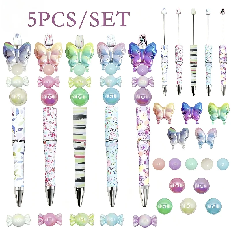 5Pcs DIY Butterfly Candy Shaped Ballpoint Pens Acrylic Bead Pen Set with Charms for School Office Stationery Supplies
5Pcs DIY Butterfly Candy Shaped Ballpoint Pens Acrylic Bead Pen Set with Charms for School Office Stationery Supplies