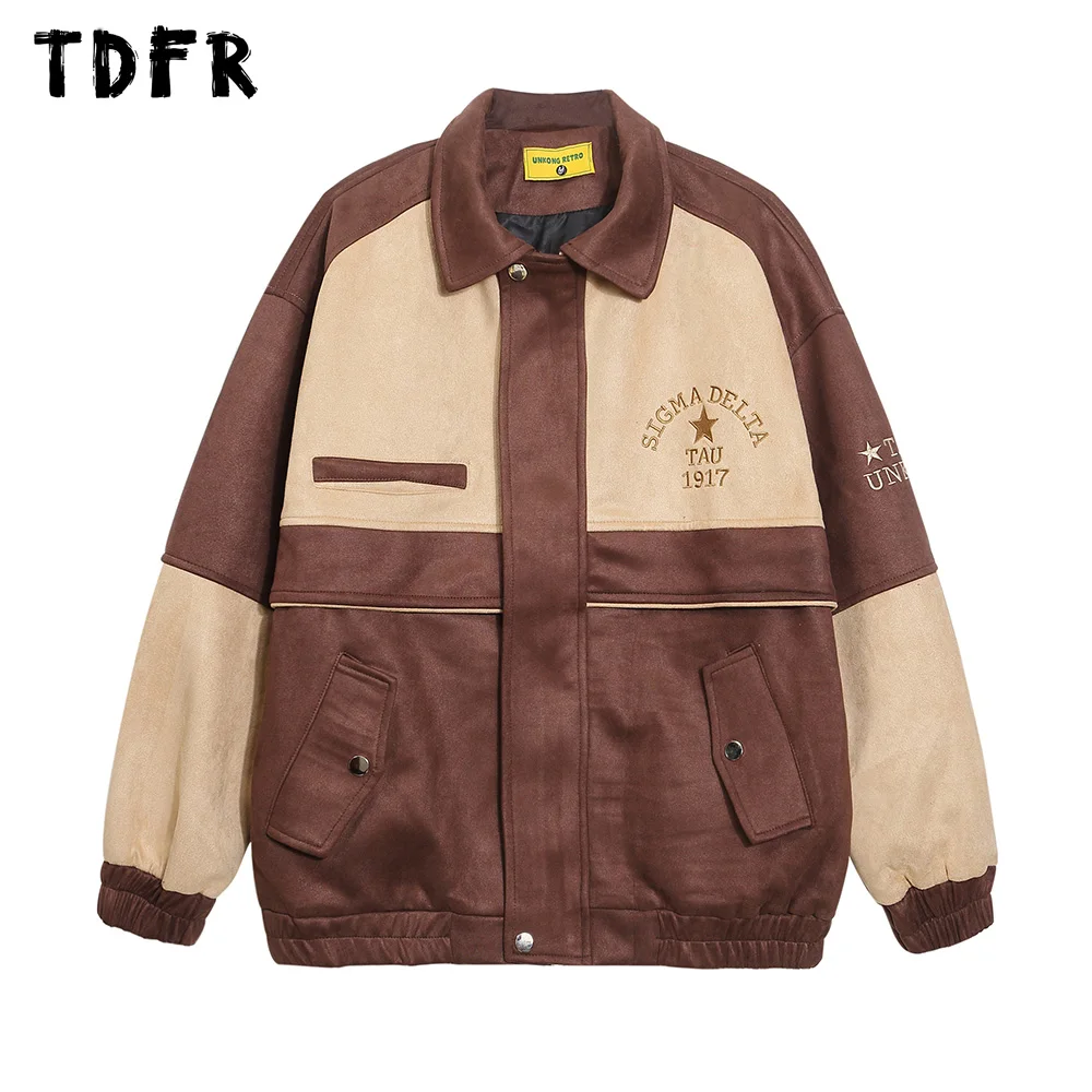 Vintage Letter Embroidery Spliced Jacket Mens Autumn Winter Streetwear Loose Lapel Long Sleeve Outerwear Men
Vintage Letter Embroidery Spliced Jacket Mens Autumn Winter Streetwear Loose Lapel Long Sleeve Outerwear Men