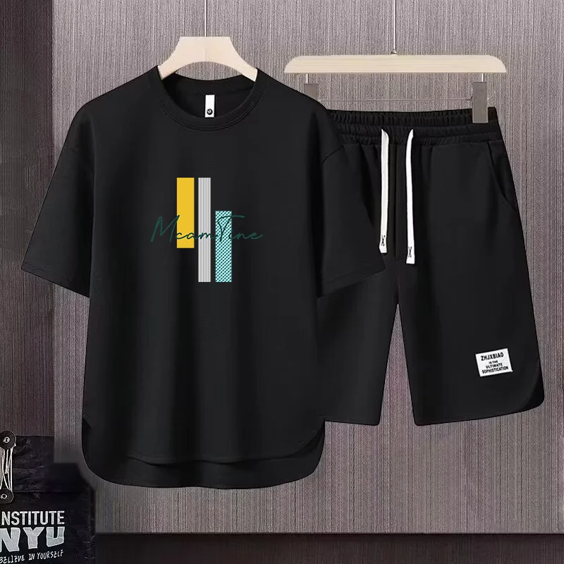 Новый летний повседневный спортивный комплект для мужчин: модная свободная футболка с американским креативным принтом и шорты из полиэстера
Новый летний повседневный спортивный комплект для мужчин: модная свободная футболка с американским креативным принтом и шорты из полиэстера