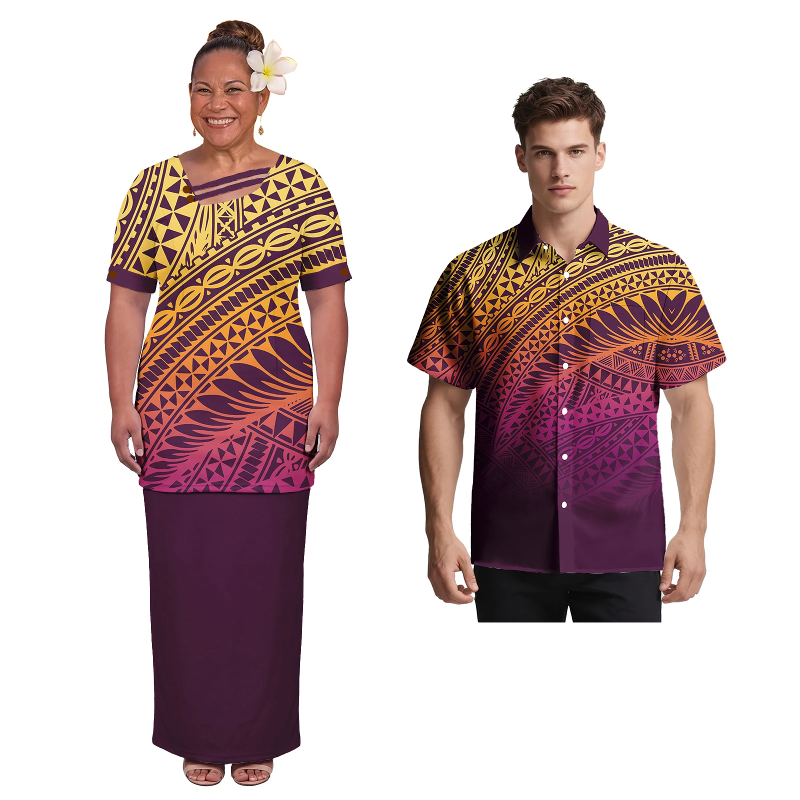 New Arrivals His and Hers Clothes Hawaiian Island Men Shirts Holiday Prom Women Puletasi Samoan Polynesian Chouple Beach Outfits
New Arrivals His and Hers Clothes Hawaiian Island Men Shirts Holiday Prom Women Puletasi Samoan Polynesian Chouple Beach Outfits