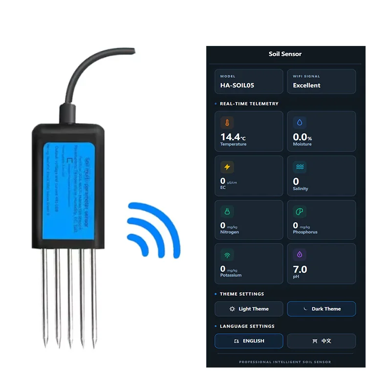 7 in 1 Soil Sensor Kit Testing Air Quality Measures Humidity pH Value EC Nitrogen Phosphorus Potassium Conductivity Iot
7 in 1 Soil Sensor Kit Testing Air Quality Measures Humidity pH Value EC Nitrogen Phosphorus Potassium Conductivity Iot
